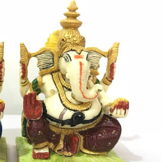 Pradeep Handicrafts Resin Ganesha Chowki Statue, Color : Multi