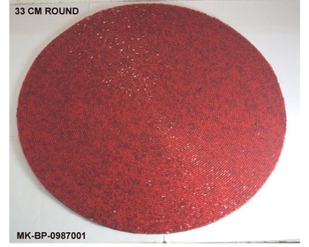 MKI Beaded Table Mat, Color : Maroon