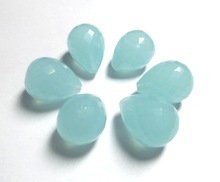 Aqua Color Quartz Faceted Teardrops Beads, Size : 10x13 mm