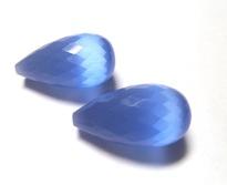 Blue Cats Eye Elongated Faceted Teardrops Beads