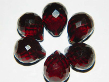 Garnet Color Quartz Faceted Teardrops Beads, Size : 10x13 mm