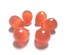Orange Color Quartz Faceted Teardrops Beads