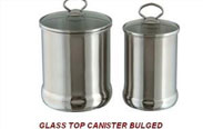 STAINLESS STEEL BULGED CANISTER WITH GLASS LIDS