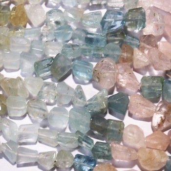 Aquamarine,Beryl,Morganite faceted tumble nuggets gemstone bead strand