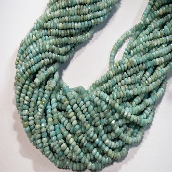 Larimar Faceted rondelle semi precious stone beads