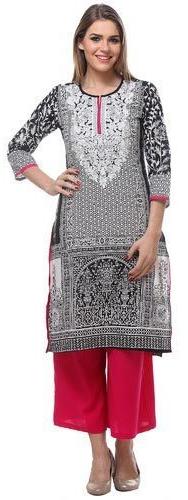 Embroidered straight kurti, Occasion : Party Wear