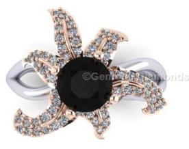 Black Diamond Flower Rings