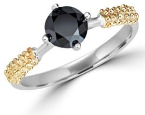 Black Diamond Two Tone Gold Engagement Ring