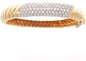 Diamond Gold Platinum Bangle Bracelet