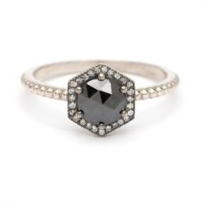 Hexagon Rose Cut Diamond Ring