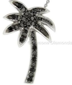 Natural Black Diamond Coconut Tree Pendant