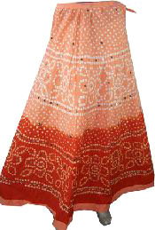long skirt in cotton with sequence work and drawstring.