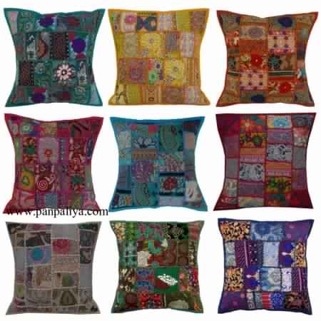 Vintage Sari Patchwork Cushion Covers