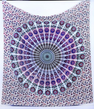 Indian handmade Printed Cotton Mandala Tapestry