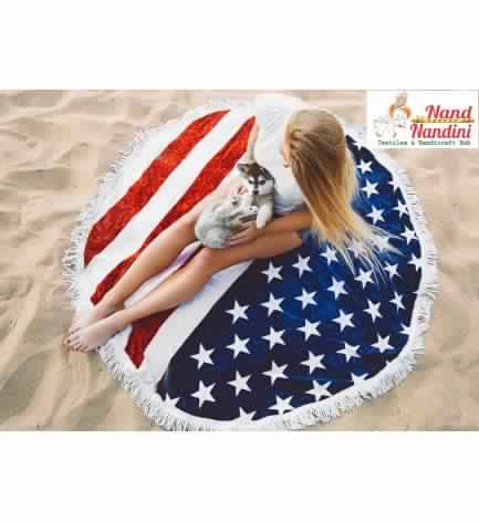 AMERICAN FLAG ROUND TAPESTRY