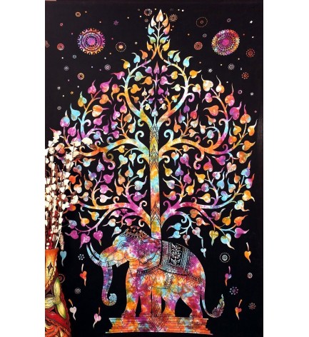 TREE OF LIFE PSYCHEDELIC WALL HANGING ELEPHANT TAPESTRY