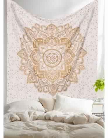 WHITE GOLD PASSION OMBRE MANDALA TAPESTRY