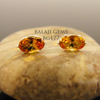 925 Sterling Silver Oval Citrine Earrings