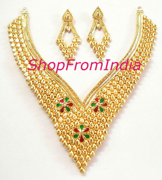 ShopFromIndia Gold Diamond Necklace Set, Gender : Children's, Men's, Unisex, Women's