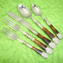 stainless steel with horn handle silverware cutlery sets