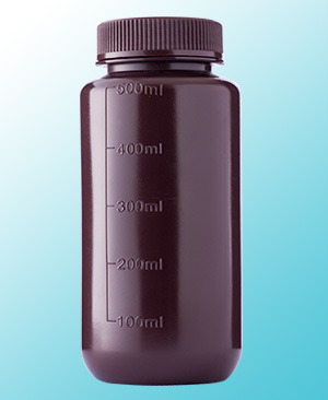 AMBER WIDE MOUTH BOTTLE GRADUATED, HDPE