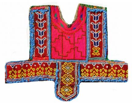INDIAN VINTAGE THREAD BEADS EMBROIDERY NECK YOKE ETHNIC PATCH