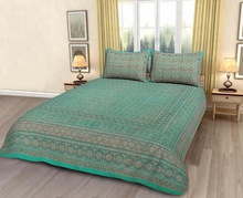 Ajarak Block Printed Bed Sheet, Size : King