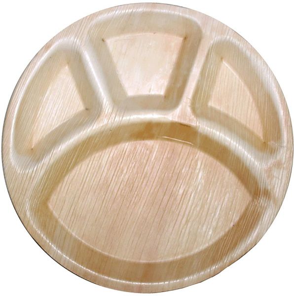 Round Disposable Areca Leaf Partition Plate, for Food Serving, Feature