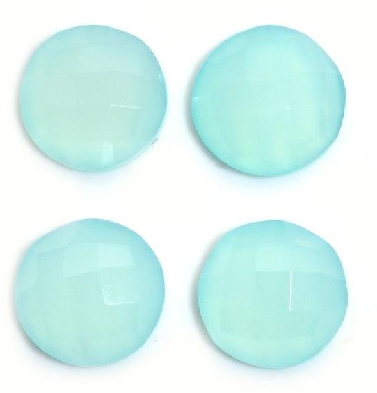 Aqua chalcedony round rose cut flat back gemstone