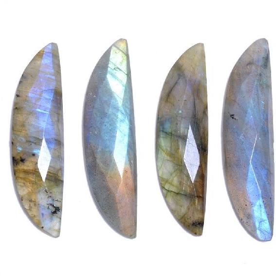 Labradorite half moon rosecut flat cab