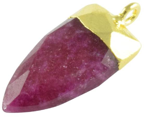 Ruby dagger shape electro gold plated gemstone charm pendant