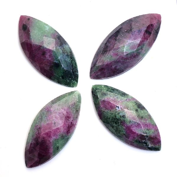 Ruby zoisite marquise rose cut flat back