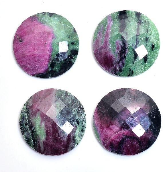 Ruby zoisite round rose cut flat back