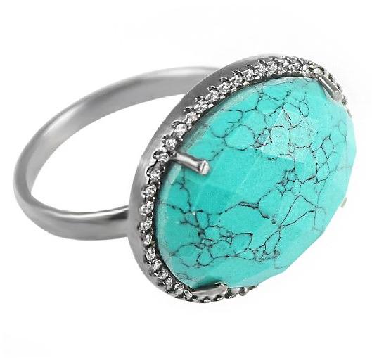 Vintage turquoise oval Cut Cocktail Cubic Zirconia Ring