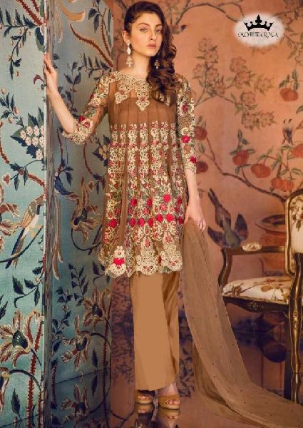 Embroidery Georgette Pakistani Straight Cut Suit