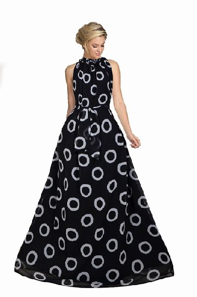 Georgette fabric print work gown