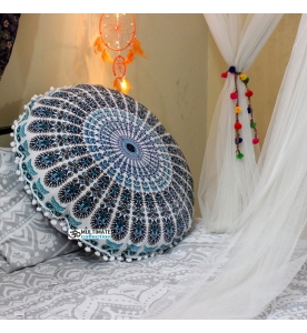 Peacock Mandala Floor Pillow Cover