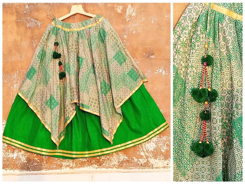 Printed Feel Green Chaniya, Occasion : Casual wear