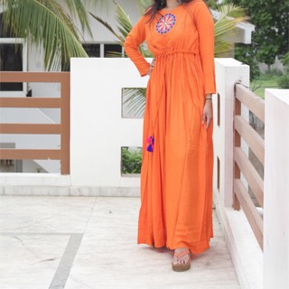 Plain Cotton The Marigold Long Kurti, Size : S, XL, XXL