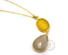 Gemstone Bezel Necklace, Main Stone : Quartz