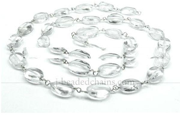 Natural Crystal Smooth Oval Beaded Chain Sterling Silver