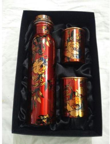 Copper Printed Bottle and Glass Set