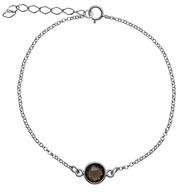 Smokey Quartz 6 mm round gemstone 925 silver bracelet men