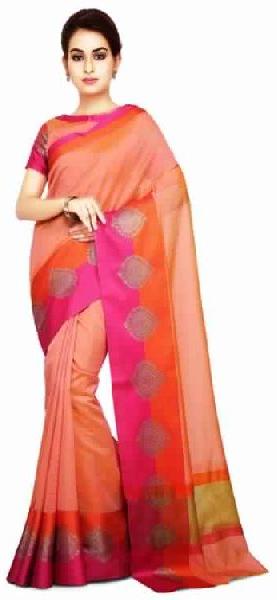 Laethnic Peach Chanderi Saree