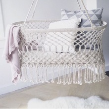 macrame hanging baby crib