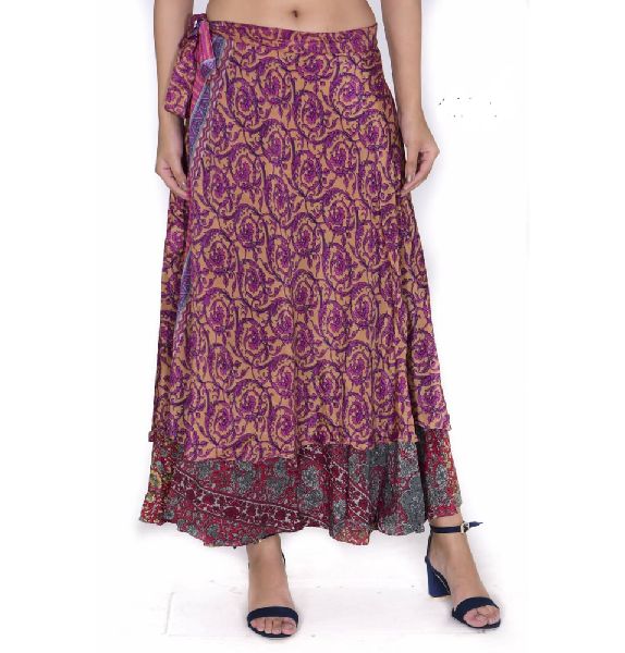 Indian Sari Silk Long Skirt - SHREE SHYAM OVERSEAS, Jaipur, Rajasthan