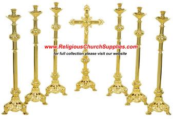 Altar Cross and Candle sticks Set of 7 pieces