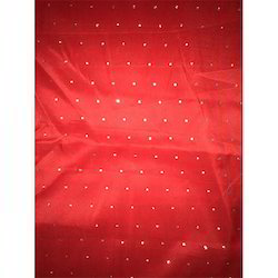 Red Roto Fabric, for Textile, Pattern : Dotted