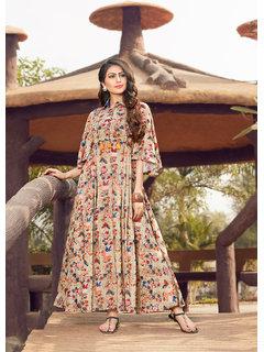 Printed Rayon Gown, Size : M, L, S