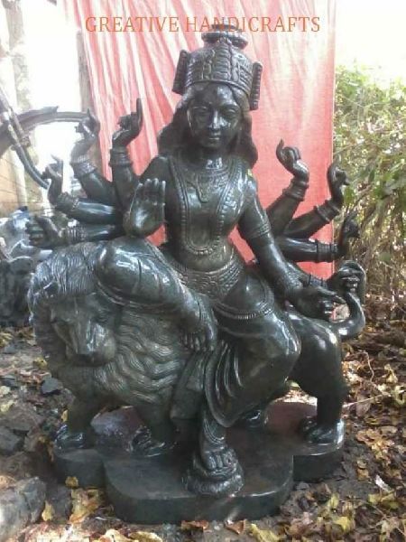 Polished Black Granite Devi Durga, Size : 36 inch